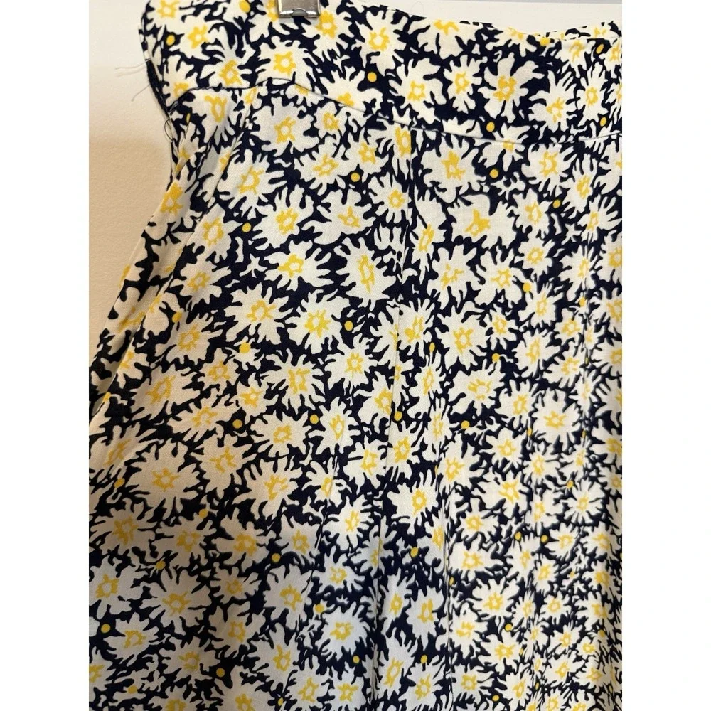 VTG 80s 90s JH Collectibles 10 Navy Blue Yellow White Floral Skirt Set Union Tag